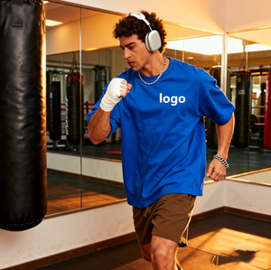 T-shirts pour hommes à épaules tombantes de grande taille en matériau de qualité supérieure, logo personnalisé, t-shirts à col rond, impression sérigraphique pour hommes - Product Image 3