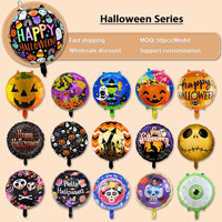 Globos de Helio Redondos de 18 Pulgadas con Diseño de Calabaza con Orejas para Halloween 2026, Decoración para Fiestas, Suministros Festivos