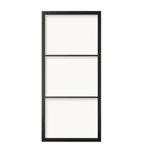แผงประตูกระจกกรอบโลหะสีดำพร้อมช่องใส่กระจกใสสำหรับใช้ภายใน