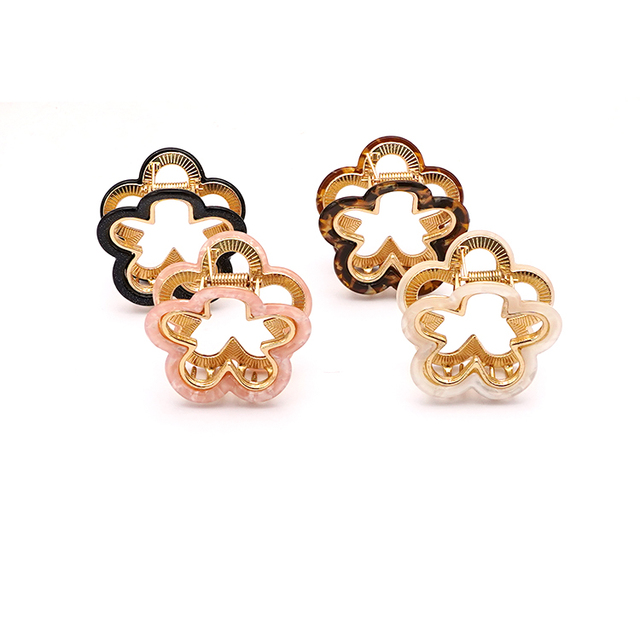CANYUAN Korean Style Flower Hollow Metal Bottom Clip Acetate Metal Claw Clip Unique Solid Color Claw Clip Custom Wholesale