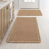 Tapis de bain gaufré Tapis de bain antidérapants super absorbants pour sol de salle de bain Tapis de salle de bain lavables en machine avec glands