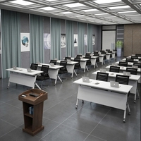 Tables et chaises de conférence modernes en MDF pour bureaux commerciaux - Conception pliable et librement combinable en forme de barre pour la formation