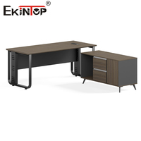 Bureau Ekintop, bureau en forme de L, meubles de bureau, table moderne, bureau de direction, bureau de PDG, bureau de gestionnaire, ensemble de bureaux en bois