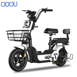 ODOU 48v电动自行车14英寸48V 350瓦电机真空轮胎锂/铅酸电池踏板车车架电动城市自行车