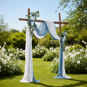 ชุดดอกไม้ประดิษฐ์สีน้ำเงินขาวสำหรับตกแต่งซุ้มงานแต่งงาน ขนาด 21 ฟุต พร้อมผ้าตกแต่งสำหรับพิธีและฉากหลังงานเลี้ยง - Product Image 2