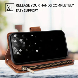 Cho Iphone 16 Pro Max Ví Trường Hợp Điện Thoại Dây Buộc Từ Tính Dây Đeo Thẻ Khe Cắm Dây Kéo Cho Iphone 15 14 13 12 Mini 11 Pro Ví Bìa - Product Image 3