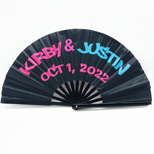 Ventilateur pliable géant en tissu de bambou QM 2025 personnalisé en usine pour cadeaux promotionnels - Product Image 2