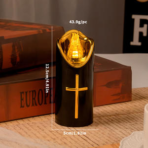 Lampe de cimetière d'extérieur Halloween Église Prière Bougies <span class=keywords><strong>LED</strong></span> en plastique Bougies électroniques sans fumée à piles - Product Image 1
