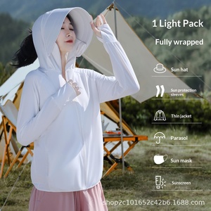 Original Yousha UPF50+ Hooded Lightweight Breathable Detachable Large Brim Summer Sunscreen Clothing Anti-UV Ice Silk Women's