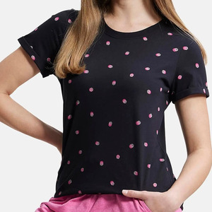 Camisetas de punto para mujer, de color sólido, informales, personalizadas, de verano, con cuello redondo y manga corta, para usar en todas las estaciones. - Product Image 5
