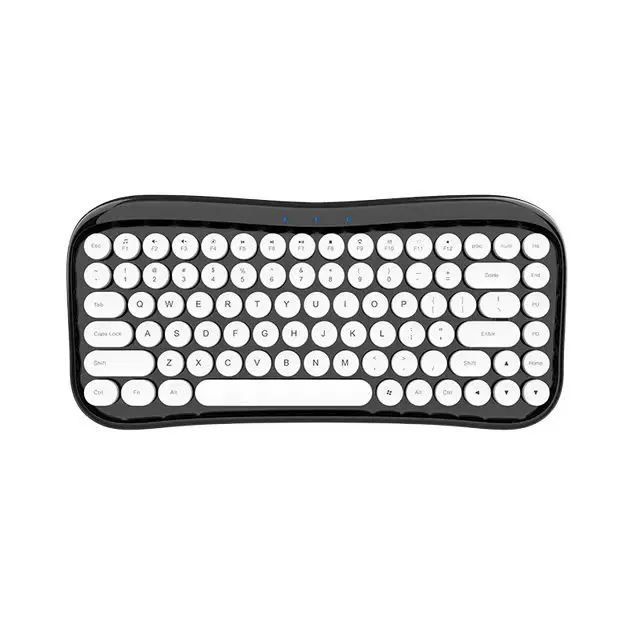 84 multimedya tuşları kablosuz Punk Vintage stil klavye oyun makinesi bilgisayar daktilo yuvarlak klavye tuş klavye