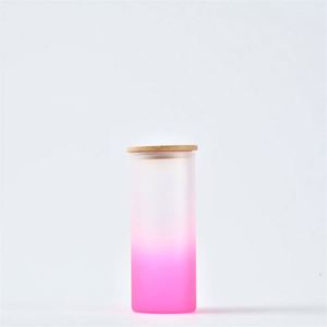 Bouteille d'eau en verre en forme de canette de bière 18 oz, gobelet vierge pour sublimation, gobelet givré 18 oz, bocal Mason avec couvercle en bambou et paille - Product Image 3