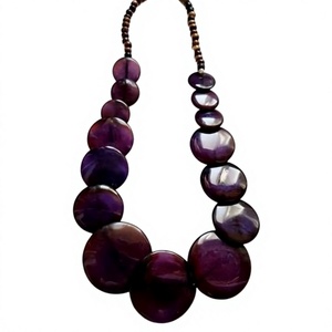 สร้อยคอลูกปัดเรซิ่นทำมือทรงกลมสีม่วงงานฝีมือเครื่องประดับแฟชั่น - Product Image 1