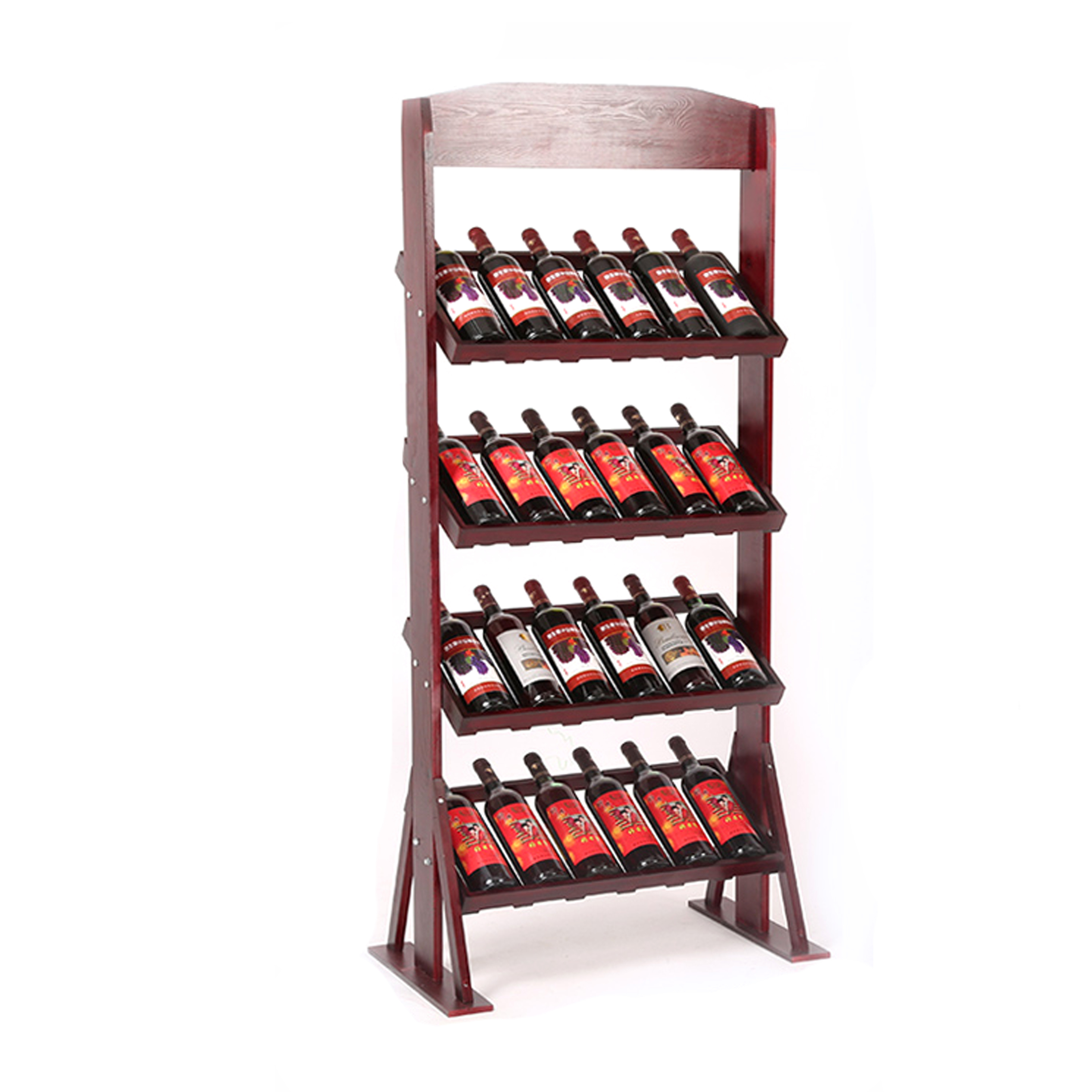 Floor Wine Shelf Holder Display Bottle Storage Stackable Modular Rack Supermarket Red Wine Wooden Heavy Duty Shop Display Stand — view 5