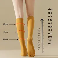 Chaussettes de compression de sport de fitness à cinq doigts Chaussettes de pression de mollet d'équipage tricotées minces de couleur pure pour le printemps, l'été