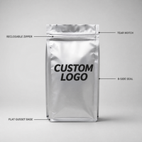 Sachet Doypack en aluminium à huit soudures latérales, avec fermeture éclair personnalisée et fond plat, emballage haute barrière pour poudre de café et snacks