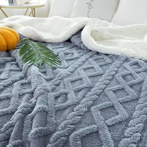 Taffel nhà sử dụng vải Polyester hai lớp Trải Giường Màu rắn với Nap falai in dày chăn vuông - Product Image 4