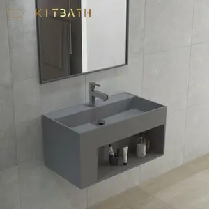 当代简约壁挂式水槽耐用透明水槽方形浴室洗脸盆