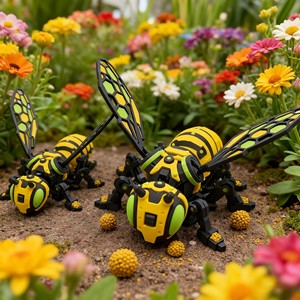 Handgefertigtes 3D-Gedrucktes Mechanisches Bienenmodell mit Beweglichen Gelenken Gelb-Schwarze Plastik-Insektenfigur Spielzeug - Product Image 4