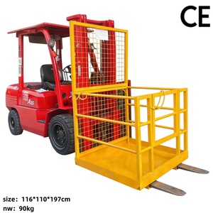 Piattaforma di Lavoro con Gabbia di Sicurezza per Carrelli Elevatori, Cesto Aereo Certificato CE con Pavimento Antiscivolo e Porta con Chiusura Interna - Product Image 1