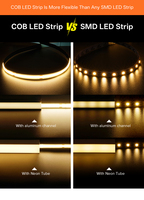 Bande LED COB flexible, éclairage DC24V 3000K, 320 LED/m, 12W/m, 1320lm/m, 115lm/W, Ra80, découpe 50mm, affichage commercial, IP20, garantie 2 ans