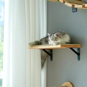 Arbre à chat mural en bois multi-niveaux avec griffoir, plateforme de saut, tapis en sisal remplaçable, gain de place pour chat d'intérieur - Product Image 6