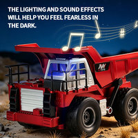 Camión Volquete Eléctrico RC de Plástico 4x4 a Escala 1/20 con Luz y Sonido, Juguete Educativo de Vehículos de Construcción a Control Remoto de 9 Canales