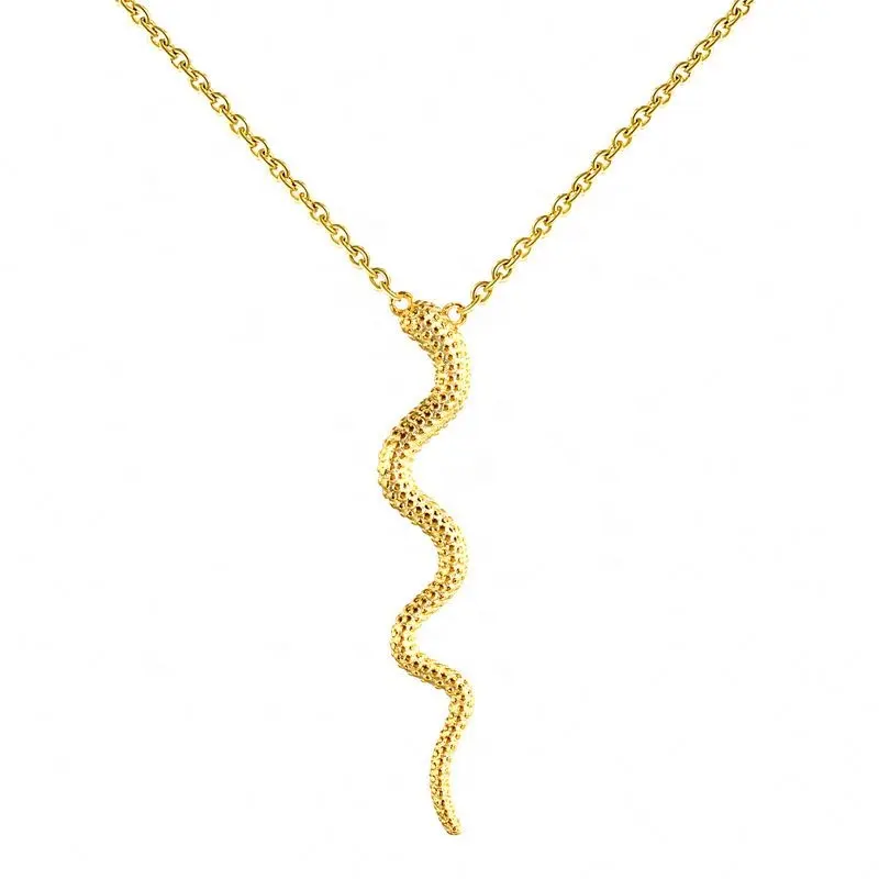 Sterling Silver 925 Jewellery Simple Snake Pendant Charm Necklace