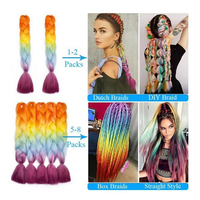 Cheveux longs tresses haute température coloré dégradé tresse cheveux synthétiques Hop Style queue de cochon postiche Extensions blondes