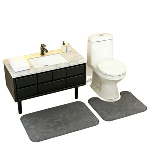 Alfombrillas de baño Cangming de coralina con relieve antideslizante, juego de dos piezas para baño - Product Image 5