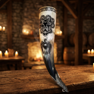 Cuenco Artesanal de Cuerno de Buey Natural Pulido con Runas Grabadas, Estilo Medieval, para Cerveza o Hidromiel, Decorativo, Coleccionable, Regalo - Product Image 6