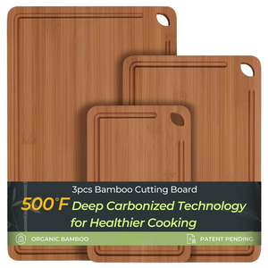 Tabla de cortar de bambú, tablas de cortar de madera duraderas para cocina con ranuras profundas para jugo y asas integradas - Product Image 2