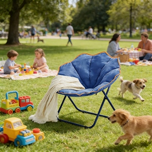 Silla Luna de Gamuza de Lujo <span class=keywords><strong>con</strong></span> Almohada Desmontable para Soporte Cervical Durante la Lectura y el Descanso en el Camping - Product Image 1