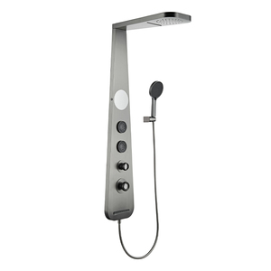 Columna <span class=keywords><strong>de</strong></span> ducha <span class=keywords><strong>de</strong></span> lujo <span class=keywords><strong>de</strong></span> acero inoxidable cepillado color bronce, montada en la pared, con cascada, rociador <span class=keywords><strong>de</strong></span> mano y chorros <span class=keywords><strong>de</strong></span> masaje - Product Image 1