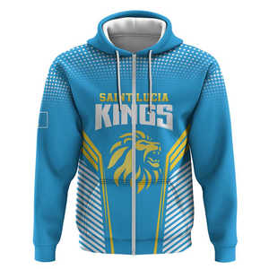 All'ingrosso Saint Lucia Flag leon Print Cricket giacca da allenamento invernale <span class=keywords><strong>con</strong></span> cappuccio <span class=keywords><strong>con</strong></span> cerniera e <span class=keywords><strong>felpa</strong></span> dei pesi massimi foderata in pile - Product Image 1