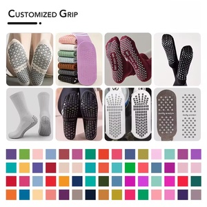 Custom Logo Mens Grip Crew Socks 100% Cotton Anti <b>Slip</b> Football Socks Terry Sole Breathable Running Basketball Sports Socks - Product Image 6
