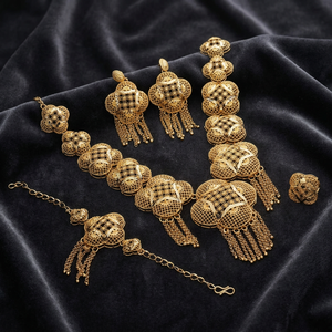 Wholesale Fashion Necklaces 14K 18K 24K Gold Filled Brass Dubai Style Turkey Jewelry Set Turkish Design Traditional Jewelry Set - Product Image 2