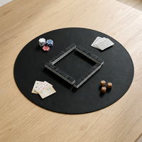 Tapis de jeu de Mahjong rond en PU 50*50cm, accessoires de jeu de Mahjong en cuir de qualité supérieure, dessous de plat, cadeau pour les amateurs de Mahjong
