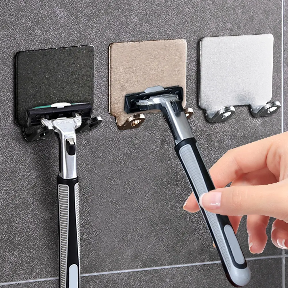 Bathroom Punch Free Shaving Razor Holder Kitchen Space Aluminum Storage Hook Shaver Wall Shelf Organization