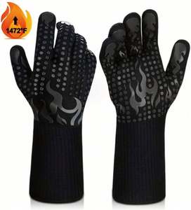 RAYBIN Customized Printed Reversible Fireproof Canvas Heat Resistant BBQ <b>Gloves</b> for Grill Premium - Product Image 4