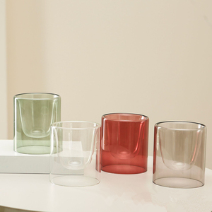 Jars à bougies <span class=keywords><strong>en</strong></span> verre borosilicate à double paroi <span class=keywords><strong>de</strong></span> luxe, vides, colorés, pour la fabrication <span class=keywords><strong>de</strong></span> bougies, pots <span class=keywords><strong>en</strong></span> verre vides, vente <span class=keywords><strong>en</strong></span> gros <span class=keywords><strong>en</strong></span> usine - Product Image 1