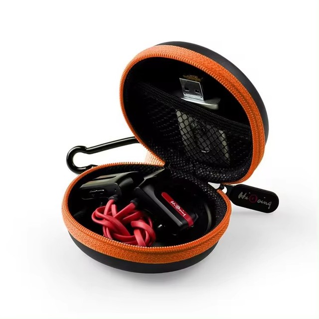 Custom EVA Hard Shell Small Round Case Coin Purse Pocket Travel USB Cable Earbud Earphone Storage Box with Handle Carabiner