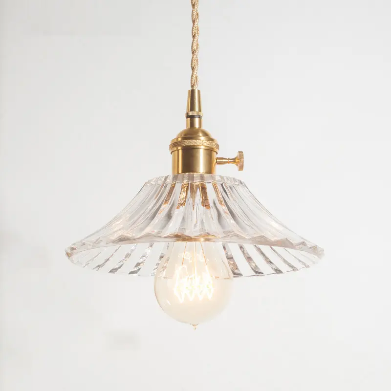Crystal Lamp Simple hanging glass pendant light Bedroom clear glass vintage chandelier lamp
