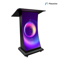 Pupitre numérique intelligent à LED facile à installer, pour les auditoriums scolaires, les conférences, les événements, effet visuel fluide, support mobile sur roulettes