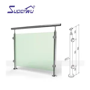 Superwu標準高品質ガラスオーストラリア階段手すり/手すりフェンスまたは手すりまたは手すりフローリング