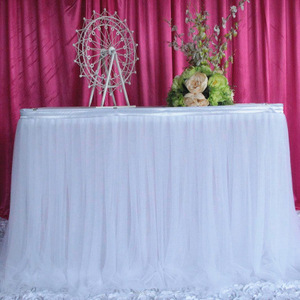Accessoires <span class=keywords><strong>de</strong></span> mariage <span class=keywords><strong>de</strong></span> couleur blanche, nappe, tablier <span class=keywords><strong>de</strong></span> <span class=keywords><strong>Table</strong></span>, tissu en gaze, <span class=keywords><strong>jupe</strong></span>, en fil - Product Image 6