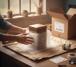 Ready to Ship Elegant Solid Wood Funeral Urn with Hand Carved Floral Design <b>Memorial</b> Ashes Container <b>Box</b> For Sale - Product Image 4