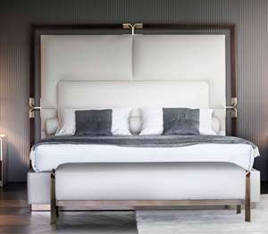 Muebles <span class=keywords><strong>de</strong></span> Dormitorio Modernos <span class=keywords><strong>de</strong></span> Lujo, Cama Italiana King Size, Juego <span class=keywords><strong>de</strong></span> Cama <span class=keywords><strong>de</strong></span> Cuero con Cabecera - Product Image 3