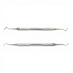 Recortador de margen distal dental, desincrustador de acero inoxidable con agarre moleteado, instrumento periodontal manual Clase I, plateado - Product Image 3