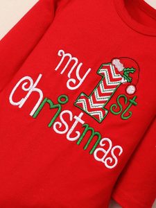 Ensemble de 4 pièces pour bébé fille et garçon, <span class=keywords><strong>tenue</strong></span> de Noël, <span class=keywords><strong>mon</strong></span> premier Noël, bébé, nouvel an, fabriqué en Chine - Product Image 5